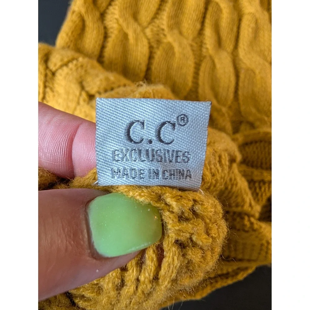 CC Exclusives Mustard Yellow Cable Knit Infinity Scarf Boho Gorpcore Winter Wrap